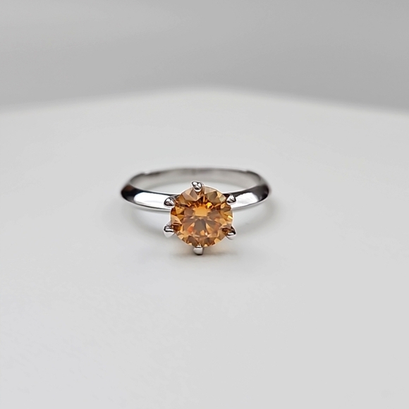 1ct Champagne Moissanite Solitaire Ring